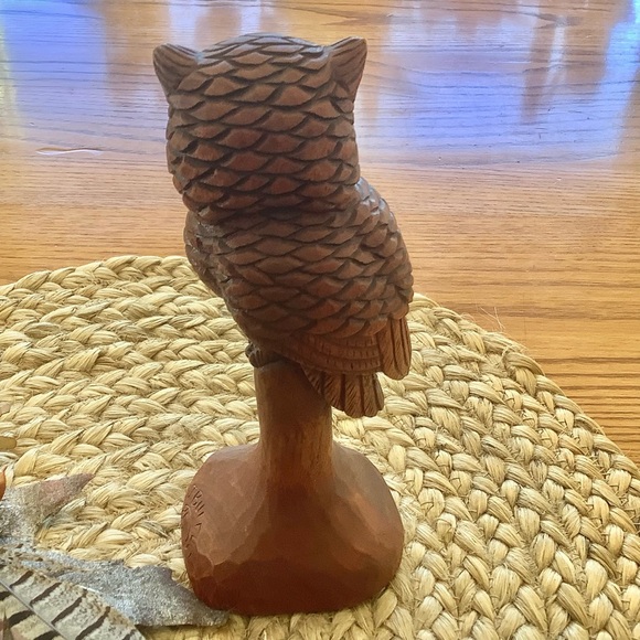 Artisan Signed Wooden Hand Carved Owl Vintage signed J Burris 85 - Picture 5 of 17